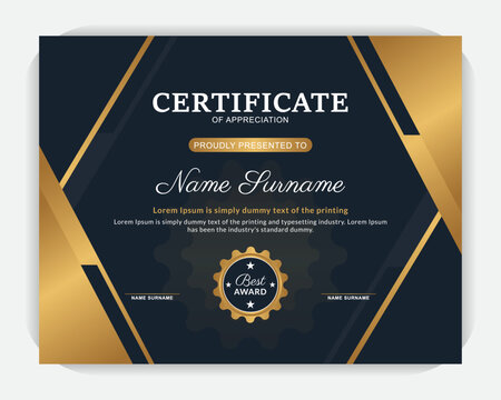 Print ready colorful certificate or award design for your educational institution, certificate poster template, elegant gold certificate design, Professional diploma certificate

