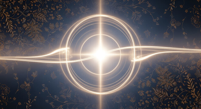 A circular light in the middle of a wallpaper