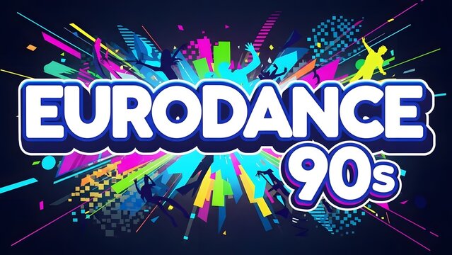 Retro Eurodance 90s Music Vibes with Explosive Neon Graphics and Dancing Silhouettes