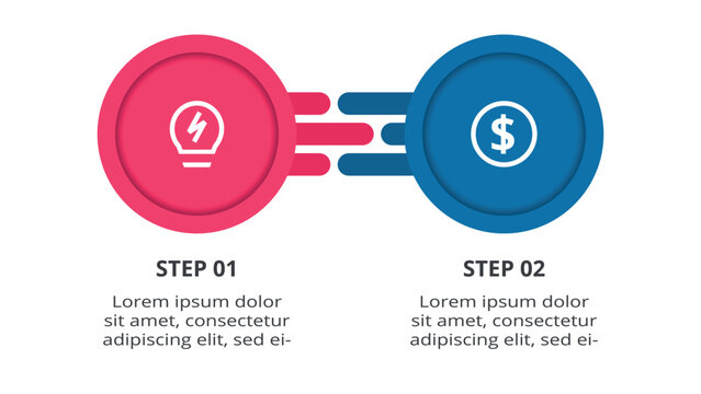 Advanced infographic with 2 steps, options, parts or processes. Business data visualization.