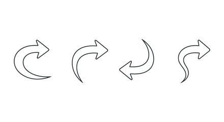 Fototapeta premium A series of four curved arrows pointing in different directions