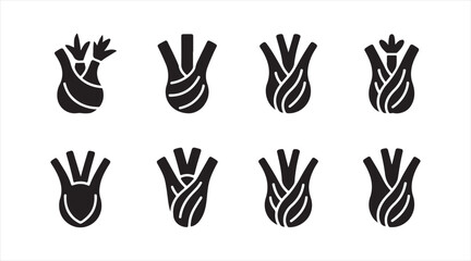 Fototapeta premium Black fennel symbol set, minimalist vegetable illustrations for nutrition, kitchen, and farming design use