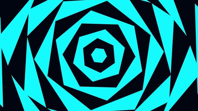 Mesmerizing digital graphic art with a vibrant blue and black geometric pattern creating a spiraling optical illusion effect.