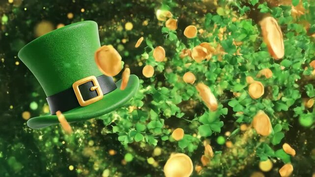 Magical St. Patrick's Day Animation with Sparkling Lucky Charms and Leprechaun Hats