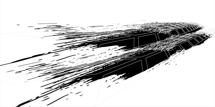 Vector Print Textured Tire Track . Design Element . Car tread silhouette .