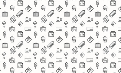 Obraz premium Seamless monochrome outline pattern with office lock and document icons