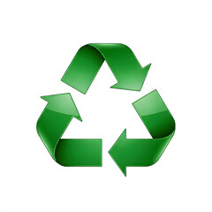 Obraz premium A vibrant glossy green recycling symbol against a stark black background