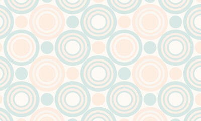 Fototapeta premium Seamless retro geometric pattern with pastel concentric circles and dots