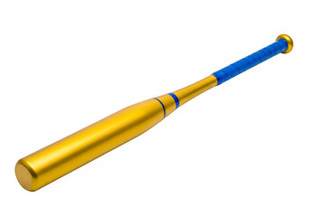 Fototapeta premium A gold and blue baseball bat on a white background isolated on transparent background