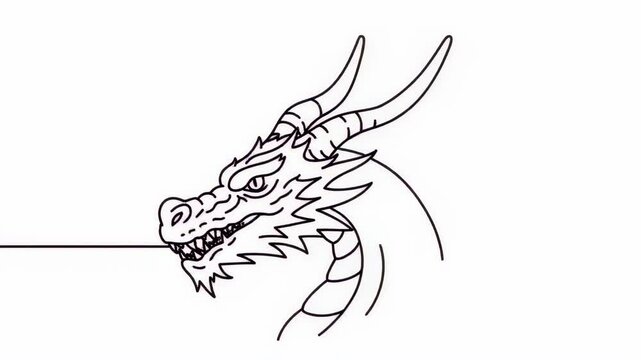 Dragon outline head drawing on a string.