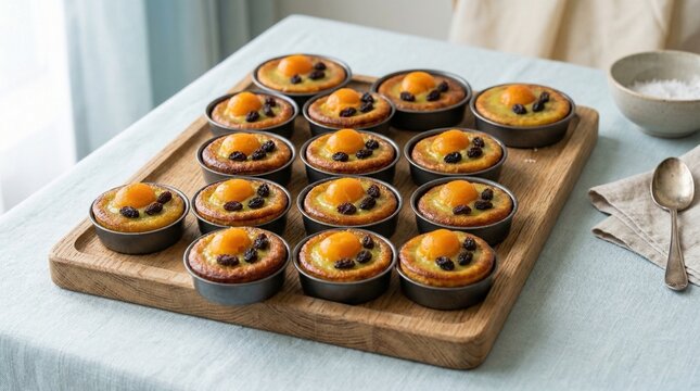 Golden Kue Lumpur Mud Cakes with Salty Egg Topping in Mini Molds