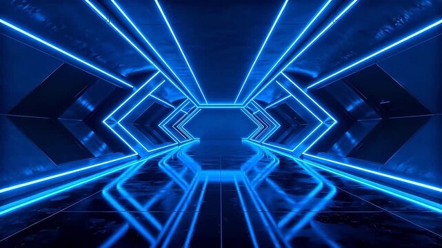 Futuristic neonlit corridor