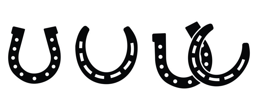 Horseshoe icon set. Luck symbol. Vector simple Isolated Horseshoe icons black solid style. Horseshoe silhouette isolated on white background. Vector illustration.