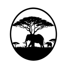 elephant  family in savanah and tree © victor