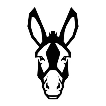 Artistic donkey head line art with big ears