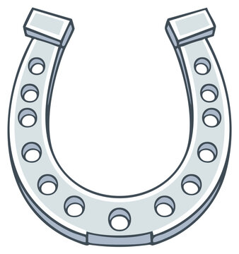 Silver Horseshoe Illustration Symbol of Luck Decorative Object Charm Amulet Equine