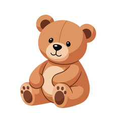 Obraz premium Cartoon brown teddy bear sitting, with big round ears and paws