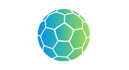 Naklejka premium Gradient blue and green soccer ball icon with white lines