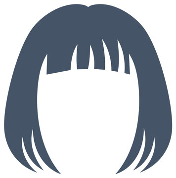 Straight Hair with Bangs Silhouette Graphic Icon Image for Hair Salon or Wig Product Promotions and Design