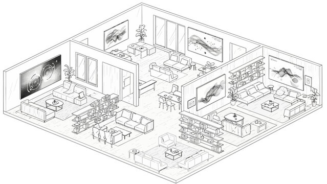 Detailed Architectural Blueprint of Modern Office Space.