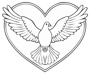 Fototapeta premium Flying dove inside heart symbol of love and peace