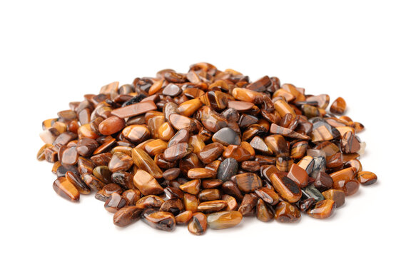 Pile of tiger eye polished pebbles