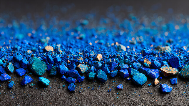 Raw cobalt mineral crystals on the black shale exhibit metallic reflections, showcasing strategic mineral resources and industrial clean energy materials.