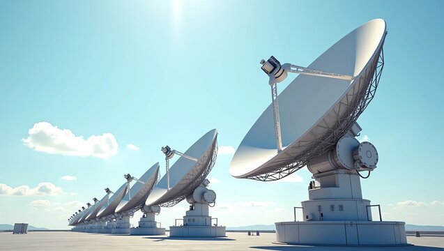 satellite dish in a row