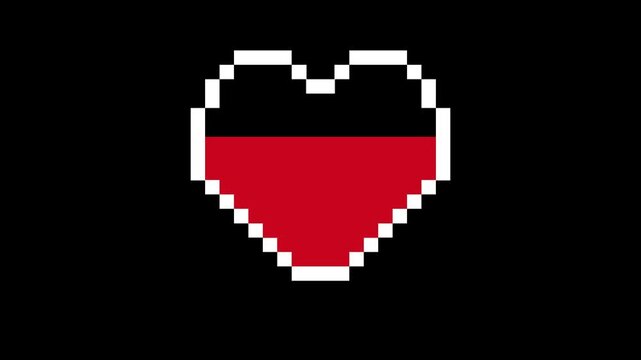 A captivating pixel art heart icon, filled with vibrant red, serving as a vital health vitality indicator, perfect for retro gaming UI, digital interfaces, and conceptual life status displays