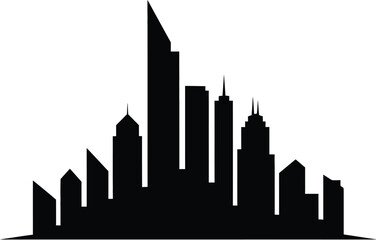 Fototapeta premium Futuristic city skyline silhouette with sharp geometric building shapes vector