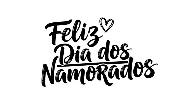Feliz dia dos namorados with a cute heart on a white background