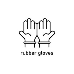 Fototapeta premium Line drawing of two rubber gloves facing forward, ideal for medical, cleaning, or hygienerelated designs and educational materials.