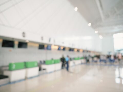 Blurred scenery of departure terminal in Ahmad Yani International Airport Semarang, Indonesia.