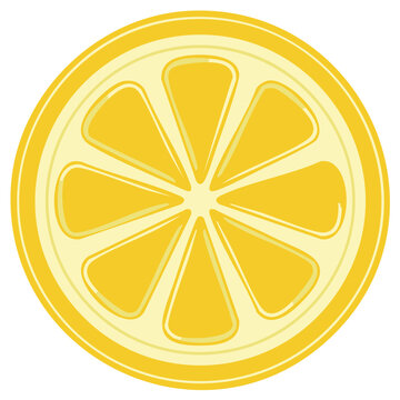 Bright Yellow Lemon Slice Graphic Fruit Illustration Refreshing Citrusy Icon Healthy Food Vitamin C