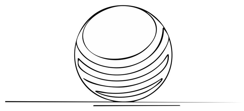 Minimalist line art of a striped sphere or globe symbol for a technology or corporate logo