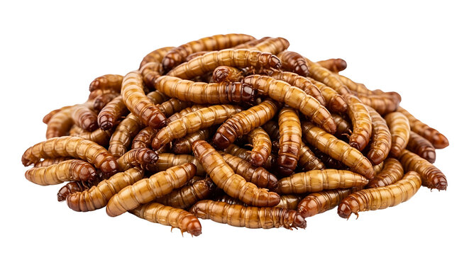a close up shot of a large pile of mealworms commonly used as nutritious animal feed or an alternative protein source.