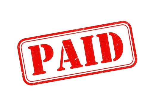 Red paid stamp rubber imprint