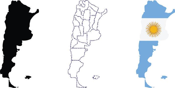 Argentina map and flag illustrations