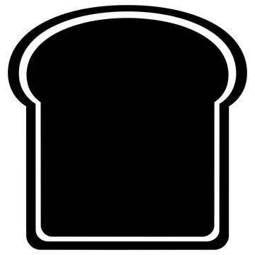 A simple black and white icon of a slice of bread isolated on transparent background, Vector