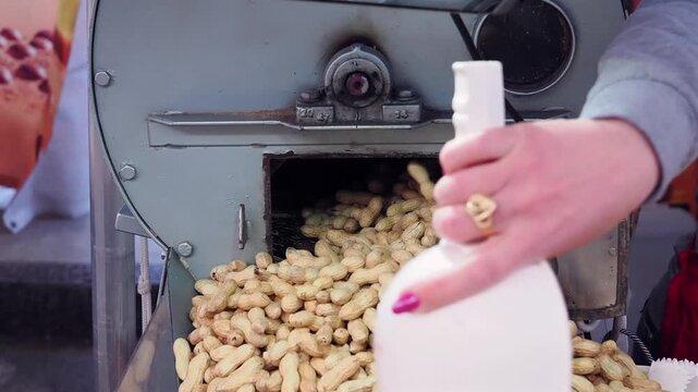 Close up shot of a traditional roasting machine