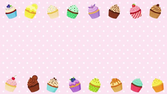 Cute cupcake colorful pop background frame