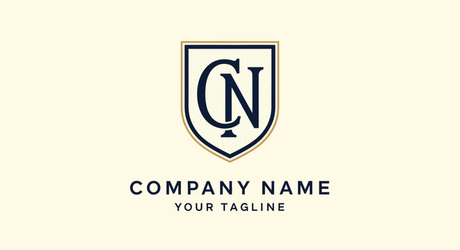 Company logo template with shield emblem.
