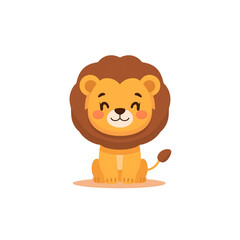 Obraz premium A happy little lion cub sits calmly with a gentle smile on its face 