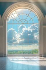 Fototapeta premium A minimalist space with a large window, perfect for interior design or photography