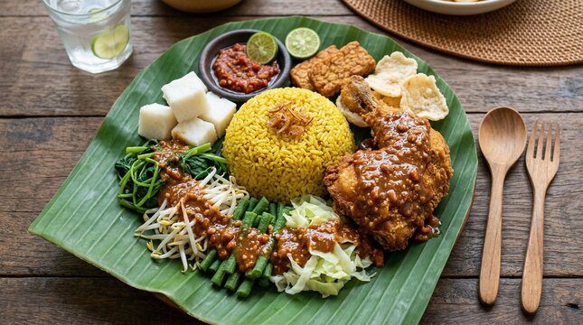 Pecel ayam fried chicken rice