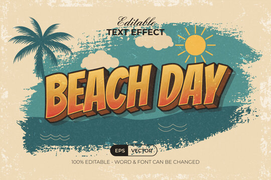 Vintage Text Effect Summer Theme Retro Style. Editable Text Effect.
