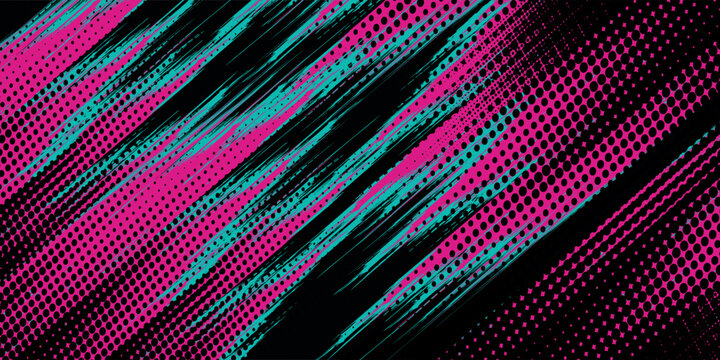 Car sticker wrap banner abstract sporty lines pink blue greenish grunge color combination brush storm thunder modern pattern racing motorsport. eps10.