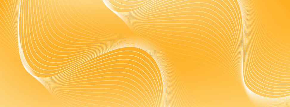 Solid yellow orange gradient simple tone color background. White flowing lines design. flayer in brhouce, poster