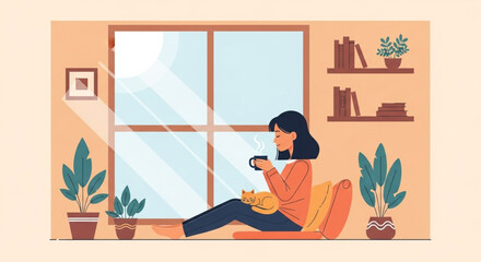 Fototapeta premium young woman reading a book