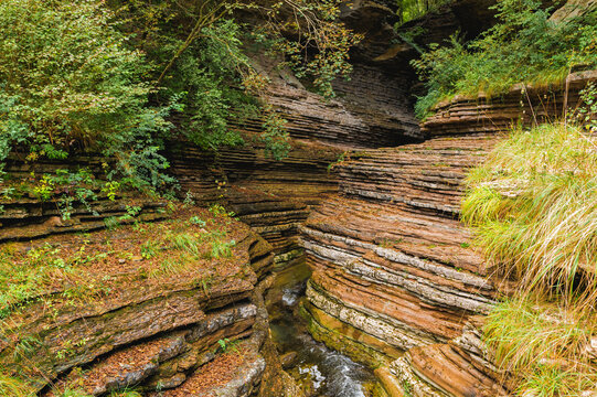 The Brent de l&rsquo;Art, a natural rock formation resembling a canyon located in Sant&rsquo;Antonio di Tortal in Borgo Valbelluna, Veneto, Italy